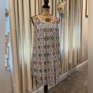 Nina Leonard Gold roped neck line flowing summer dress